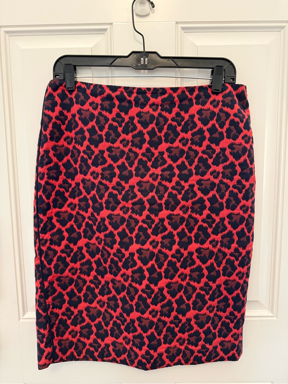 The Limited Red and Black Leopard-Print Pencil Skirt
